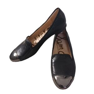 Sam Edelman black Aster snakeskin woth metallic cap toe size 5.5